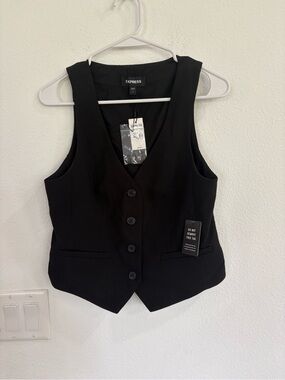 Express NWT Black Button Up Vest